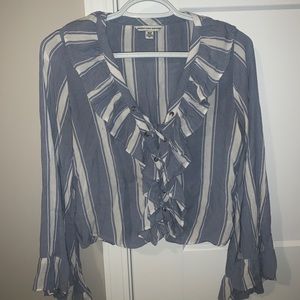 Blue and white striped blouse